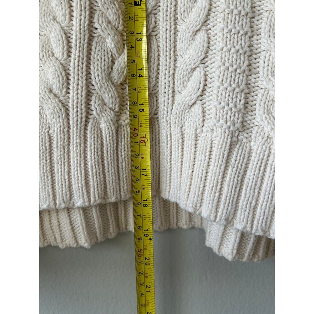 Lauren Ralph Lauren Petite Cable Knit Cotton Sweater Cream PS Fisherman Crewneck - Picture 6 of 6